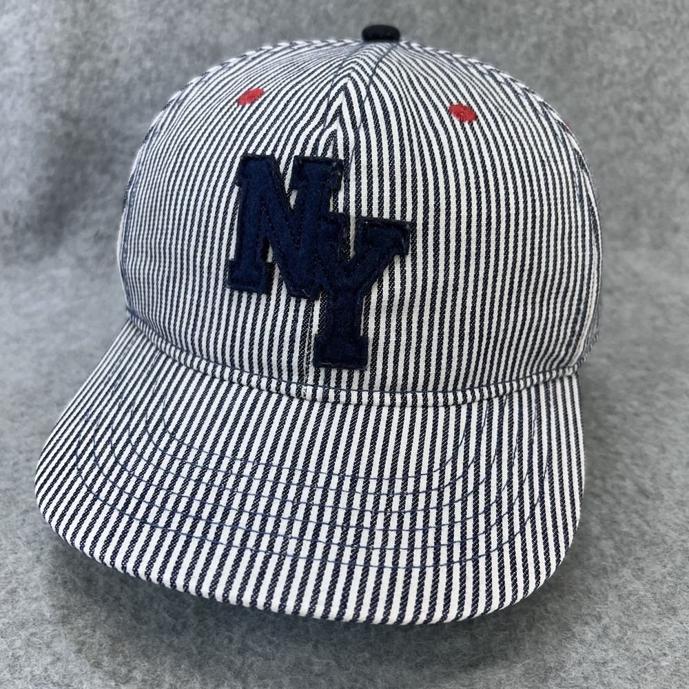 H&M NY Striped Snapback‎ Cap Youth 4-8Y Blue White Railroad Stripe Hat